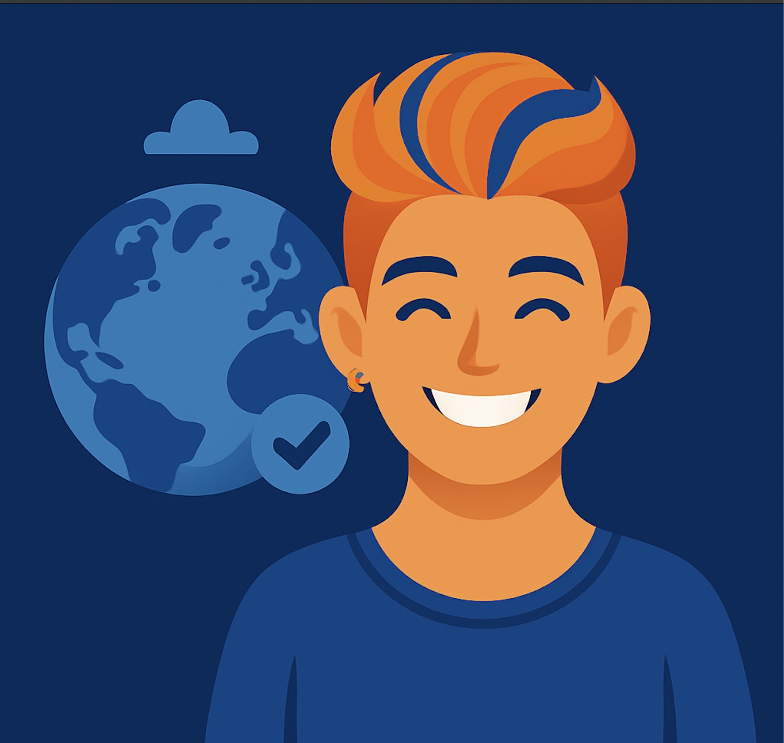 Illustration of a person with orange hair representing Enterprise accessibility membership.